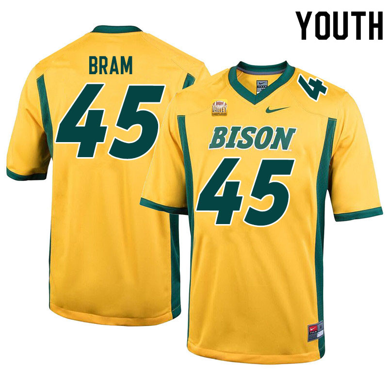 Youth #45 Jack Bram North Dakota State Bison College Football Jerseys Sale-Yellow - Click Image to Close